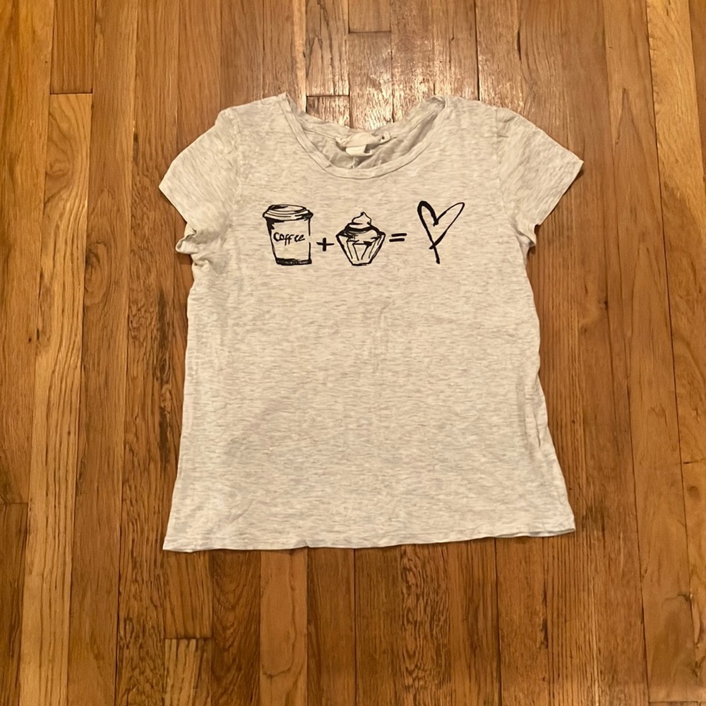 H&M LOGG size small grey coffee, cupcake equal love tee